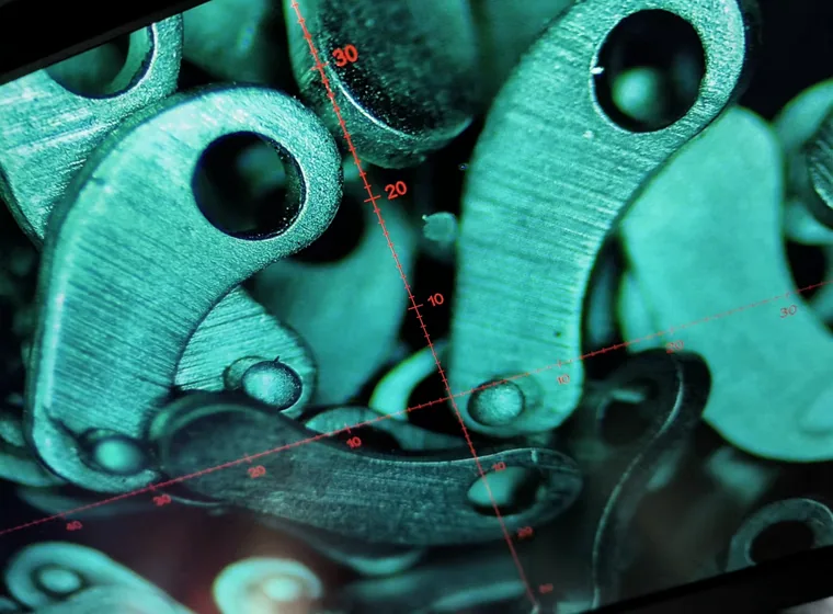 Linkage components viewed under magnification